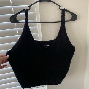 Fashion Nova Fuzzy black crop tank top